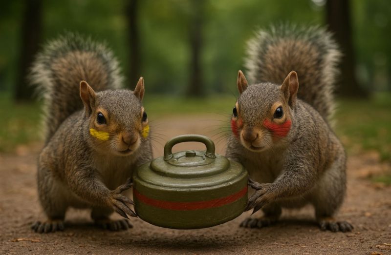 Squirrels carrying a Improvised Explosive Device