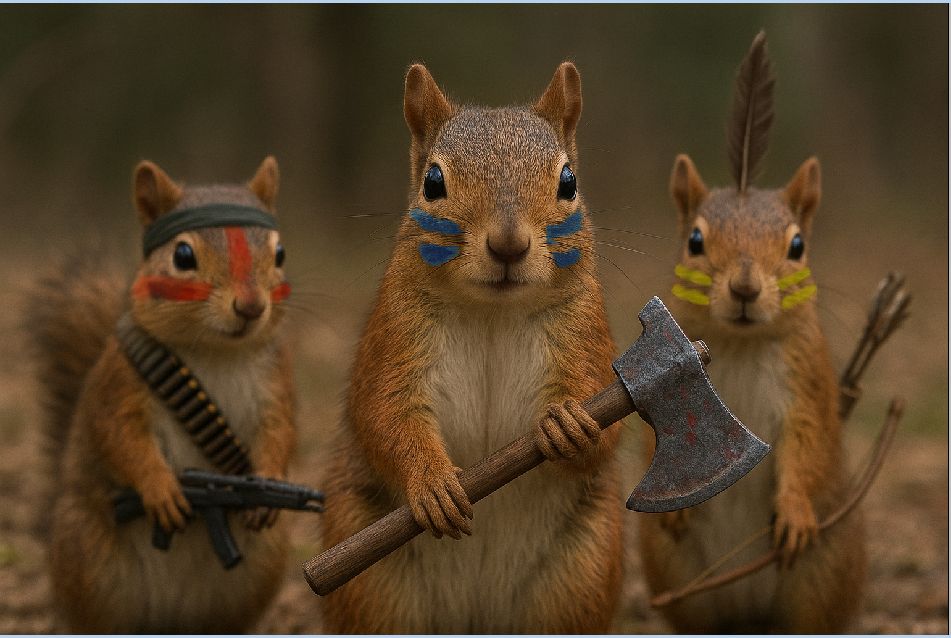 Squirrels on path of war